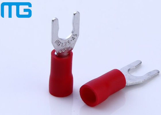 China LSV Insulated Double Crimp Insulated Wire Terminals , Spade Battery PVC Red Spade Terminal supplier