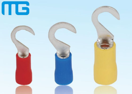 China HV Series Pre - Insulated Wire Terminals Hook - Shape Soldless Compression Cable Lugs supplier