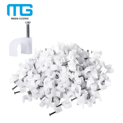 China 200 Pack Nail In Cable Clips / Cat6 Circle Cable Nails Tack Clips 7mm White supplier